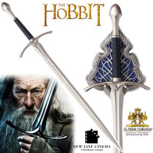 THE HOBBIT - EPEE "GLAMDRING" DE GANDALF OFFICIELLE + SUPPORT METAL DELUXE (VERSION NOBLE COLLECTION)