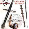 BRAVEHEART - REPRODUCTION EPEE WILLIAM WALLACE AUTHENTIQUE FORGE MAIN EN FRANCE (PRACTICAL - ARTISAN FORGERON - NO LIMITS)