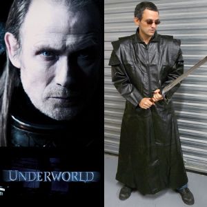 UNDERWORLD - TRENCH COAT SIMILI CUIR DOUBLE SATIN TAILLE L-XL (REPRODUCTION ART REPLICAS)