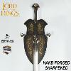 LOTR (LE SEIGNEUR DES ANNEAUX) - ANDURIL REPLIQUE NON-OFFICIELLE EPEE DU ROI ARAGORN ELESSAR LAME "AFFUTEE " FORGE MAIN AVEC SUPPORT BOIS (REPRODUCTION ART REPLICAS / WINDLASS STEELCRAFTS)