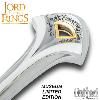 LOTR (LE SEIGNEUR DES ANNEAUX) - ANDURIL EPEE DU ROI ARAGORN ELESSAR OFFICIELLE FORGÉE PLAQUE OR 24K MUSEUM COLLECTION LIMITED EDITION + SUPPORT AVEC PLAQUAGE OR 24K + BANNIERE (UNITED CUTLERY BRANDS)
