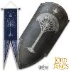 LOTR (LE SEIGNEUR DES ANNEAUX) - BOUCLIER DE L'ARMEE DU GONDOR & BANNIERE OFFICIELS LIMITED EDITION  NUMEROTE (SECOND AGE GONDORIAN WAR SHIELD - UNITED CUTLERY)