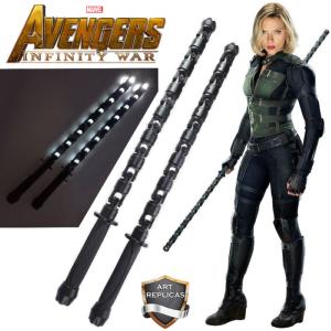 AVENGERS : INFINITY WAR - REPLIQUE 2 BATONS D'ESKRIMA DE BLACK WIDOW  ECHELLE 1/1 AVEC ECLAIRAGE PAR LED (REPRODUCTION ART REPLICAS)