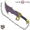 GOD OF WAR 2 - REPLIQUES 2 LAMES DU CHAOS DE KRATOS AVEC SUPPORT BOIS (BLADES OF CHAOS - REPRODUCTION ART REPLICAS)
