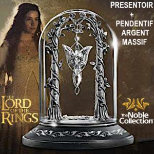 LOTR (LE SEIGNEUR DES ANNEAUX) - PACK OFFICIEL : PENDENTIF ARWEN ARGENT MASSIF ET PRESENTOIR DELUXE (SOUS LICENCE NEW LINE CINEMA / THE NOBLE COLLECTION)
