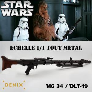 STAR WARS - REPLIQUE MITRAILLEUSE MG34 / DLT-19 TOUT EN METAL (REPRODUCTION VERSION DENIX - INSPIRATION DE LA BASE DU DLT-19 HEAVY BLASTER RIFLE)