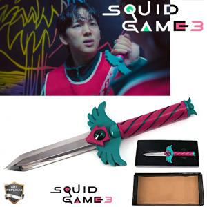 SQUID GAME 3 (SERIE) - REPLIQUE DAGUE ECHELLE 1/1 TOUT METAL AVEC BOITE VELOURS (CRYSTAL DAGGER - REPRODUCTION ART REPLICAS)