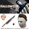 HALLOWEEN (1978) - PACK: MASQUE OFFICIEL DE MICHAEL MYERS + COUTEAU PVC "BUTCHER KNIFE" 46 CM (TOT STUDIOS USA)