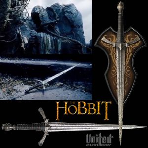 THE HOBBIT - DAGUE DE MORGUL OFFICIELLE + SUPPORT BOIS DELUXE (NAZGUL BLADE - UNITED CUTLERY BRANDS)