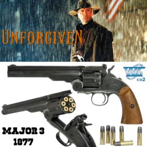 IMPITOYABLE (UNFORGIVEN)  - REVOLVER MAJOR 3 1877 OFFICIEL TOUT EN METAL (VERSION EFFET VIEILLI - AIRSOFT)