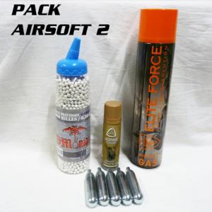 KIT COMPLET AIRSOFT 2 - BOUTEILLE GAZ SILICONE INTEGRE, LUBRIFIANT & MUNITIONS + 5 CARTOUCHES CO2