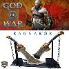 GOD OF WAR 5 : RAGNAROK - REPLIQUES 2 LAMES DU CHAOS "GRANDE TAILLE" DE KRATOS AVEC SUPPORT BOIS (BLADES OF CHAOS - REPRODUCTION ART REPLICAS)