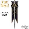 LOTR (LE SEIGNEUR DES ANNEAUX) - ANDURIL EPEE DU ROI ARAGORN ELESSAR OFFICIELLE FORGÉE PLAQUE OR 24K MUSEUM COLLECTION LIMITED EDITION + SUPPORT AVEC PLAQUAGE OR 24K + BANNIERE (UNITED CUTLERY BRANDS)