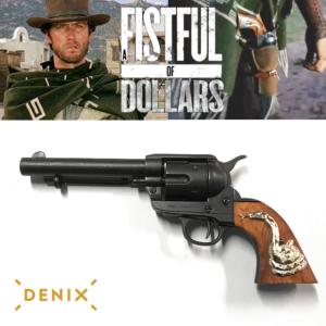 POUR UNE POIGNEE DE DOLLARS (A FISTFULL OF DOLLARS) - REPLIQUE REVOLVER COLT 45 SAA PEACEMAKER TOUT METAL AVEC SERPENTS SUR LA CROSSE (REPRODUCTION VERSION DENIX)