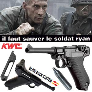 IL FAUT SAUVER LE SOLDAT RYAN - PISTOLET LUGER P08 TOUT METAL AVEC RETOUR DE CULASSE (CO2 PAR KWC)