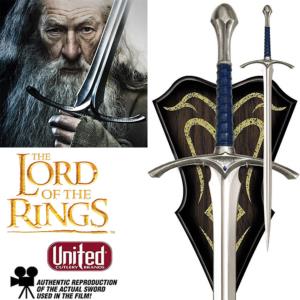 LOTR (LE SEIGNEUR DES ANNEAUX) - GLAMDRING EPEE DE GANDALF OFFICIELLE + SUPPORT BOIS DELUXE (UNITED CUTLERY)