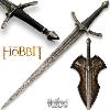 THE HOBBIT - DAGUE DE MORGUL OFFICIELLE + SUPPORT BOIS DELUXE (NAZGUL BLADE - UNITED CUTLERY BRANDS)