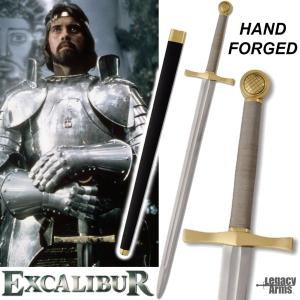 EXCALIBUR (1981) - REPLIQUE EPEE FORGE MAIN "AFFUTEE TRANCHANT" AVEC FOURREAU (PRACTICAL BATTLE READY - REPRODUCTION LEGACY ARMS)