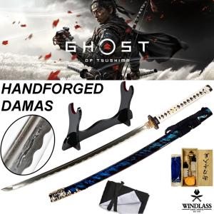 GHOST OF TSUSHIMA - REPLIQUE SABRE KATANA LAME "DAMAS" FORGE MAIN LIMITED EDITION (REPRODUCTION ART REPLICAS / WINDLASS STEELCRAFTS)