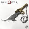 GOD OF WAR 4 - REPLIQUES 2 LAMES DU CHAOS DE KRATOS AVEC SUPPORT BOIS (BLADES OF CHAOS - REPRODUCTION ART REPLICAS)