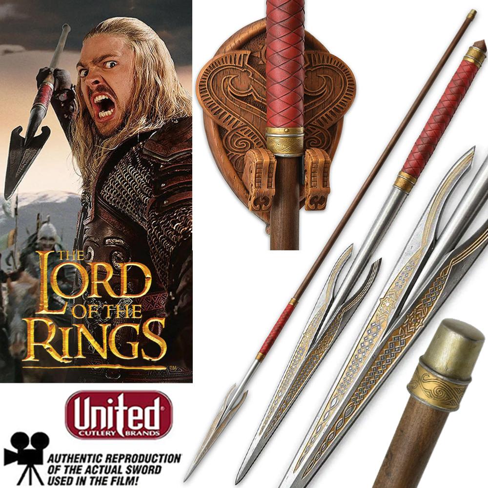 LOTR (LE SEIGNEUR DES ANNEAUX) LANCE EOMER OFFICIELLE AVEC SUPPORT DELUXE (UNITED CUTLERY BRANDS)