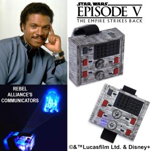 STAR WARS - LANDO CALRISSIAN BRACELET COMMUNICATEUR DE L'ALLIANCE REBELLE OFFICIEL AVEC SONS, LUMIERES & PROJECTEUR ORIGINAUX + FONCTION TALKIE-WALKIE (LICENCE LUCASFILM™ LTD. & DISNEY)