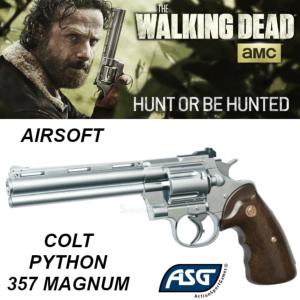 WALKING DEAD (THE) - REPLIQUE RICK GRIMES REVOLVER COLT PYTHON 357 MAGNUM PVC CHROME (REPRODUCTION VERSION AIRSOFT ASG)