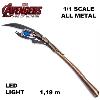 AVENGERS: AGE OF ULTRON - REPLIQUE SCEPTRE DE LOKI ECHELLE 1/1 TOUT METAL AVEC SUPPORT ECLAIRE PAR LEDS (REPRODUCTION ART REPLICAS)