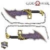 GOD OF WAR 2 - REPLIQUES 2 LAMES DU CHAOS DE KRATOS AVEC SUPPORT BOIS (BLADES OF CHAOS - REPRODUCTION ART REPLICAS)