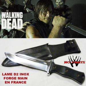 WALKING DEAD (THE) - COUTEAU POIGNARD DARYL DIXON REPRODUCTION AUTHENTIQUE LAME D2 INOX FORGEE MAIN EN FRANCE (PRACTICAL - ARTISAN FORGERON - NO LIMITS) 