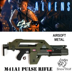  ALIENS - RIPLEY CUSTOM PULSE RIFLE M41A1 TOUT AUTOMATIQUE AVEC COMPTEUR A LED (ORIGINAL OLIVE GREEN VERSION - SNOW WOLF)