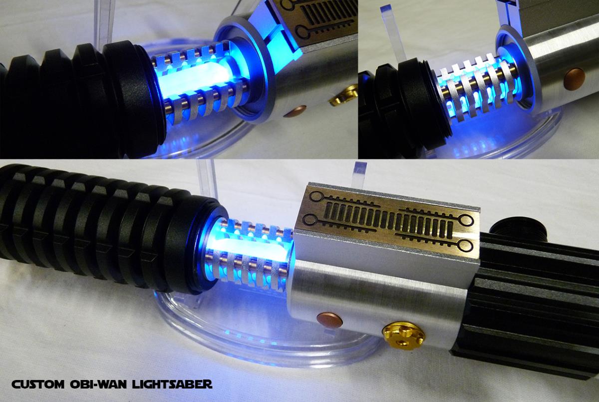 STAR WARS SABRE LASER OBI WAN KENOBI AVEC CRYSTAL (LAME AMOVIBLEPRACTICALFAIT MAIN)