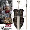 LOTR (LE SEIGNEUR DES ANNEAUX) - NARSIL, EPEE DU ROI ELENDIL OFFICIELLE PLAQUE OR 24 K + SUPPORT BOIS (UNITED CUTLERY)