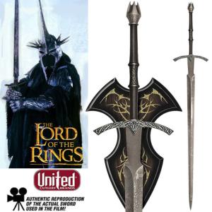 LOTR (LE SEIGNEUR DES ANNEAUX) - WITCH-KING, EPEE DU ROI SORCIER OFFICIELLE + SUPPORT BOIS (UNITED CUTLERY)