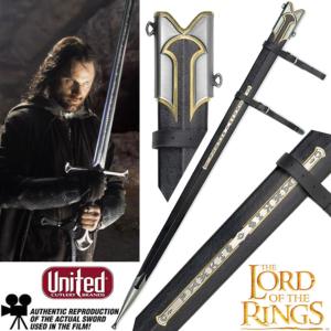 LOTR (LE SEIGNEUR DES ANNEAUX) - ANDURIL FOURREAU EPEE KING ELESSAR OFFICIEL PLAQUE OR 24K (SCABBARD - UNITED CUTLERY BRANDS)