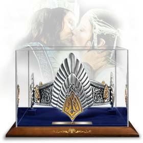 LOTR (LE SEIGNEUR DES ANNEAUX) - COURONNE DU ROI "KING ELESSAR" OFFICIELLE EN PLAQUE ARGENT 925E ET OR 24 K (THE NOBLE COLLECTION)