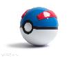 POKEMON - SUPER BALL (GREAT BALL) TOUT METAL OFFICIEL AVEC PRESENTOIR ET FONCTION ELETRONIQUE (DIE CAST - THE WAND COMPAGNY LTD.)