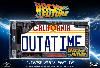 RETOUR VERS LE FUTUR - LOT 2 PIECES : PLAQUE MINERALOGIQUE "OUTATIME" ET CLE & PORTE CLE DE LA DELOREAN OFFICIELS (DELOREAN KEY SET REPLICA & LICENSE PLATE REPLICA - UNIVERSAL PICTURES)