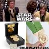 STAR WARS - MEDAILLE YAVIN LUKE SKYWALKER & HAN SOLO OFFICIELLE PLAQUE OR 24K LIMITED EDITION