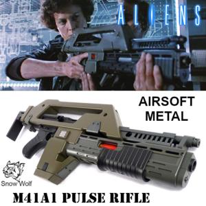  ALIENS - RIPLEY CUSTOM PULSE RIFLE M41A1 TOUT AUTOMATIQUE AVEC COMPTEUR A LED (ORIGINAL OLIVE GREEN VERSION - AIRSOFT SNOW WOLF)