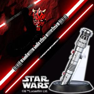 STAR WARS - SABRE DUO (2 SABRES) DARK MAUL OFFICIELS AVEC 2 LAMES AMOVIBLES & 2 MALLETTES (DISNEY & ™ LUCASFILM LTD. LICENSED)