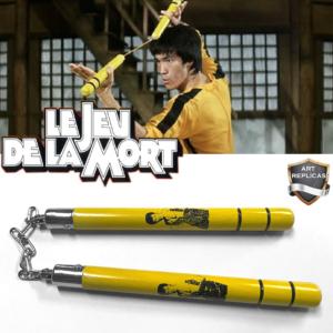 LE JEU DE LA MORT - REPLIQUE NUNCHAKU BRUCE LEE TOUT EN BOIS ET ACIER (REPRODUCTION ART REPLICAS)