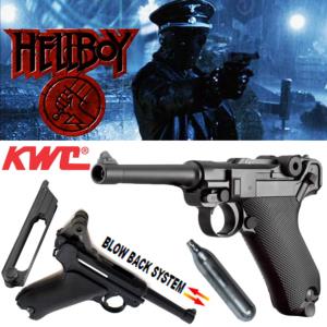 HELLBOY - KROENEN PISTOLET LUGER P08 TOUT METAL AVEC RETOUR DE CULASSE (CO2 PAR KWC)