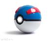 POKEMON - SUPER BALL (GREAT BALL) TOUT METAL OFFICIEL AVEC PRESENTOIR ET FONCTION ELETRONIQUE (DIE CAST - THE WAND COMPAGNY LTD.)