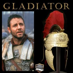 GLADIATOR - REPLIQUE CASQUE GENERAL MAXIMUS AVEC SUPPORT BOIS (REPRODUCTION ART REPLICAS)