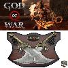 GOD OF WAR 4 - REPLIQUES 2 LAMES DU CHAOS DE KRATOS AVEC SUPPORT BOIS (BLADES OF CHAOS - REPRODUCTION ART REPLICAS)