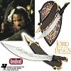 LOTR (LE SEIGNEUR DES ANNEAUX) - ARAGORN STRIDER RANGER DAGUE ELFIQUE, FOURREAU & SUPPORT BOIS OFFICIELS (UNITED CUTLERY BRANDS)