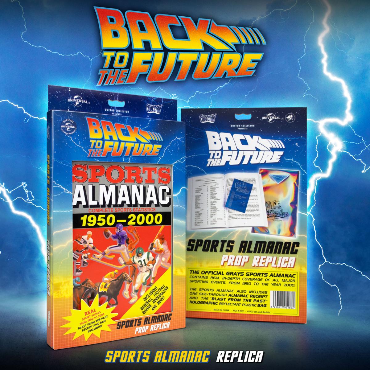 RETOUR VERS LE FUTUR 2 PACK OFFICIEL GRAYS SPORTS ALMANACH 19502000 + SAC HOLOGRAPHIQUE