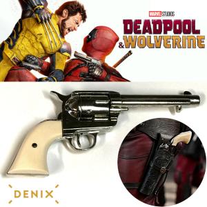 DEADPOOL 3 : DEADPOOL & WOLVERINE - REPLIQUE REVOLVER COLT 45 SAA PEACEMAKER TOUT METAL CHROMÉ (REPRODUCTION VERSION DENIX)