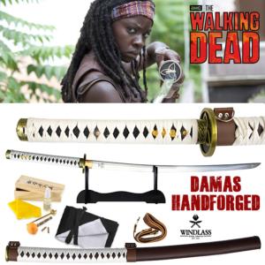 WALKING DEAD (THE) - REPLIQUE SABRE KATANA MICHONNE LAME "DAMAS" FORGE MAIN LIMITED EDITION (REPRODUCTION ART REPLICAS / WINDLASS STEELCRAFTS)